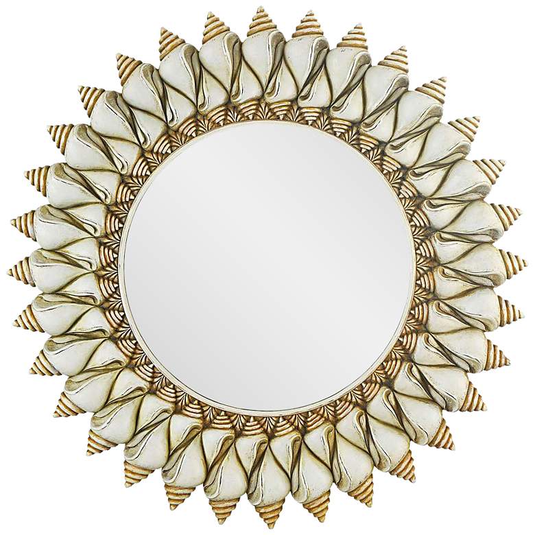 Image 1 Conch Shell Antique 24 inch Round Wall Mirror