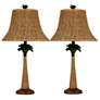 1_Conchita Green and Natural Rattan Table Lamps Set of 2