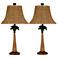 Conchita Green and Natural Rattan Table Lamps Set of 2