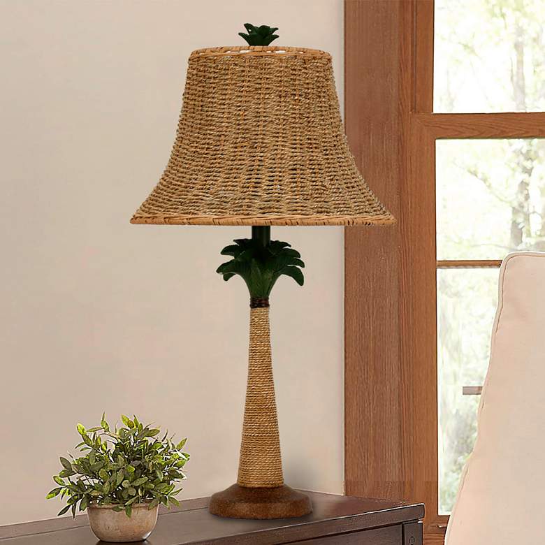 Image 3 Conchita Green and Natural Rattan Table Lamps Set of 2 more views