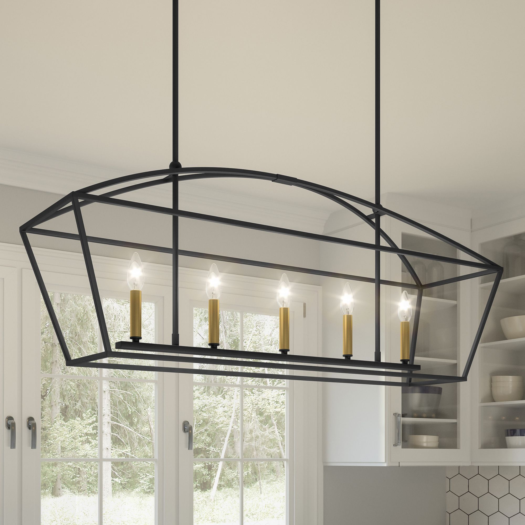 Image Concho Bay 5-Light Matte Black Island Light