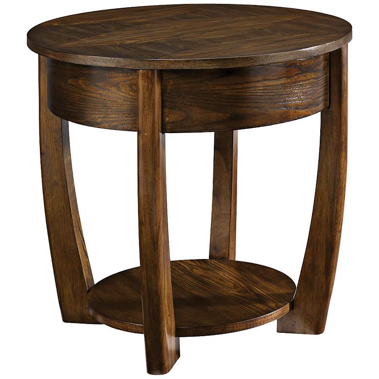 Image 1 Concierge 26 inch Wide Medium Brown Finish Round End Table