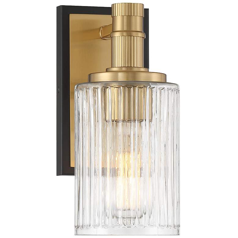 Image 1 Concord 1-Light Bathroom Vanity Light in Matte Black with Warm Brass