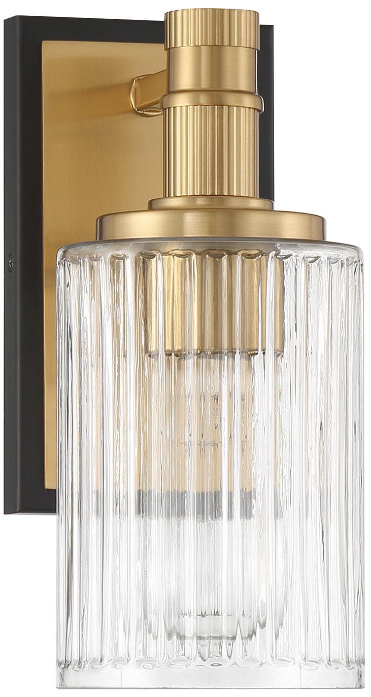Image 2 Concord 1-Light Wall Sconce in Matte Black with Warm Brass more views