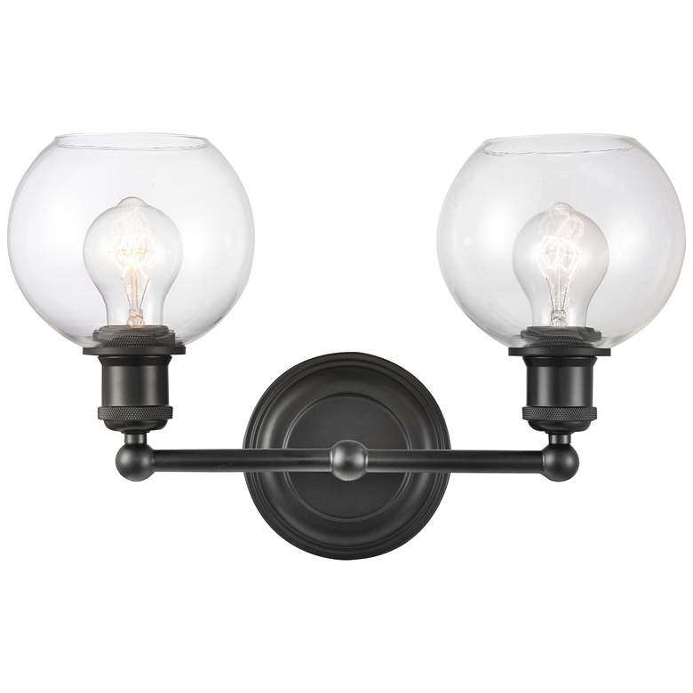 Image 1 Concord 16" 2-Light Matte Black Bath Light w/ Clear Shade