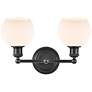 Concord 16" 2-Light Matte Black Bath Light w/ Matte White Shade