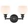 Concord 16" 2-Light Matte Black Bath Light w/ Matte White Shade
