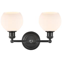 Concord 16" 2-Light Matte Black Bath Light w/ Matte White Shade