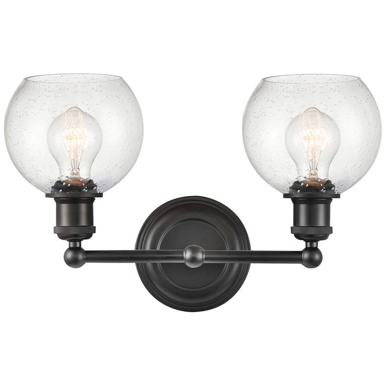 Image 1 Concord 16" 2-Light Matte Black Bath Light w/ Seedy Shade