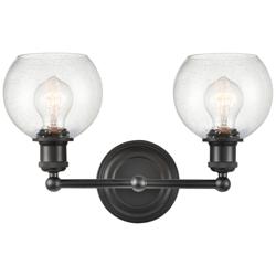Concord 16" 2-Light Matte Black Bath Light w/ Seedy Shade