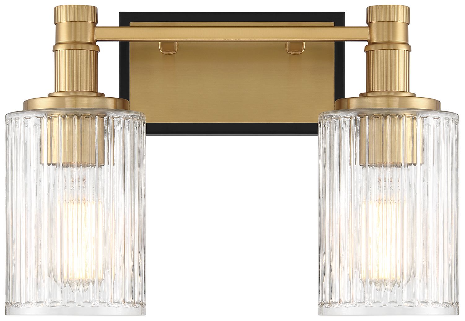 Concord 2-Light Bathroom Vanity Light in Matte Black with Warm Brass