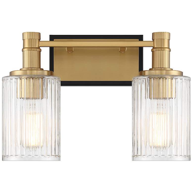 Image 1 Concord 2-Light Bathroom Vanity Light in Matte Black with Warm Brass