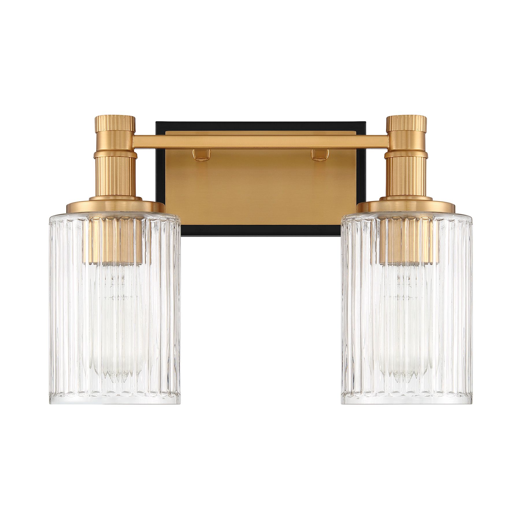 Image 2 Concord 2-Light Bathroom Vanity Light in Matte Black with Warm Brass more views