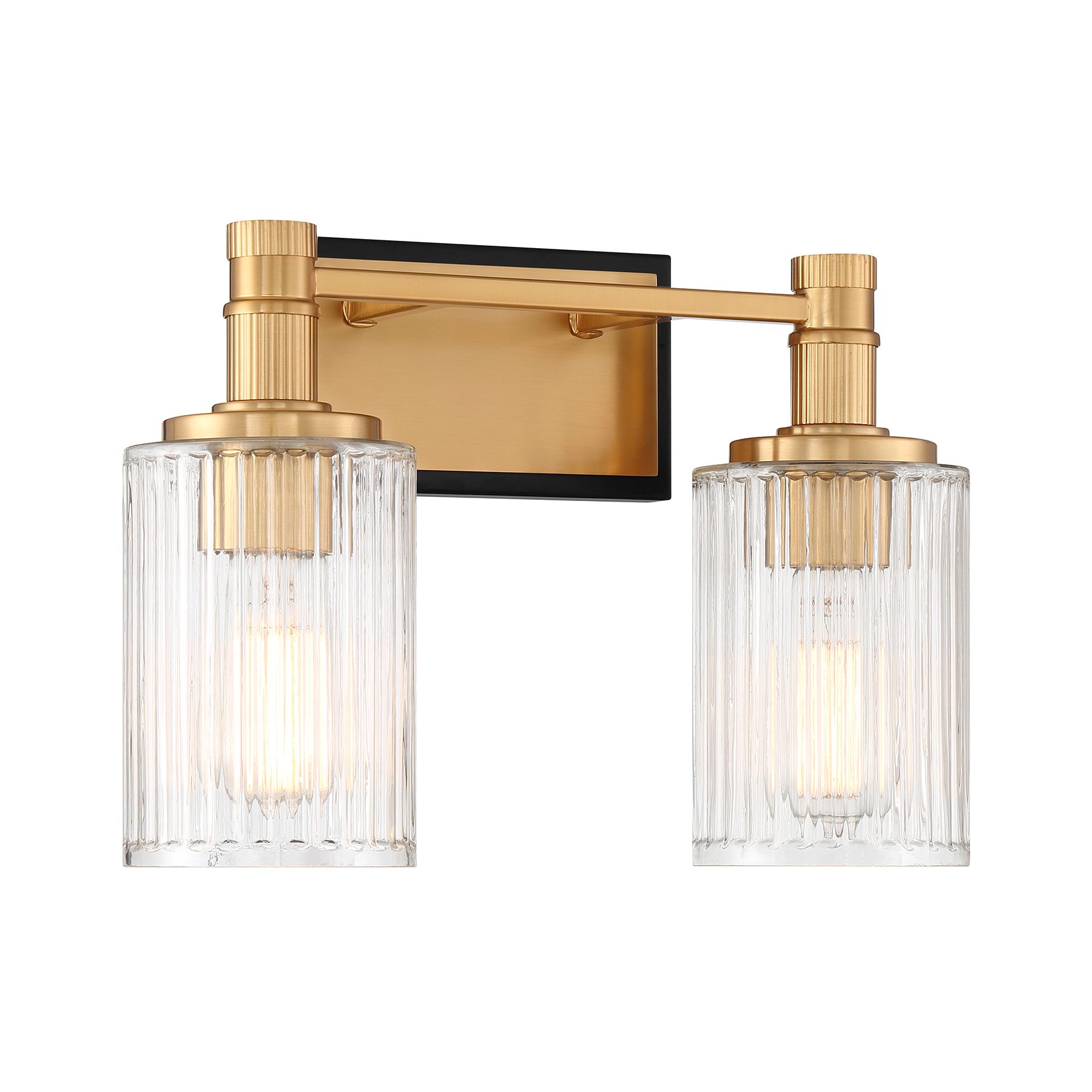 Image 3 Concord 2-Light Bathroom Vanity Light in Matte Black with Warm Brass more views