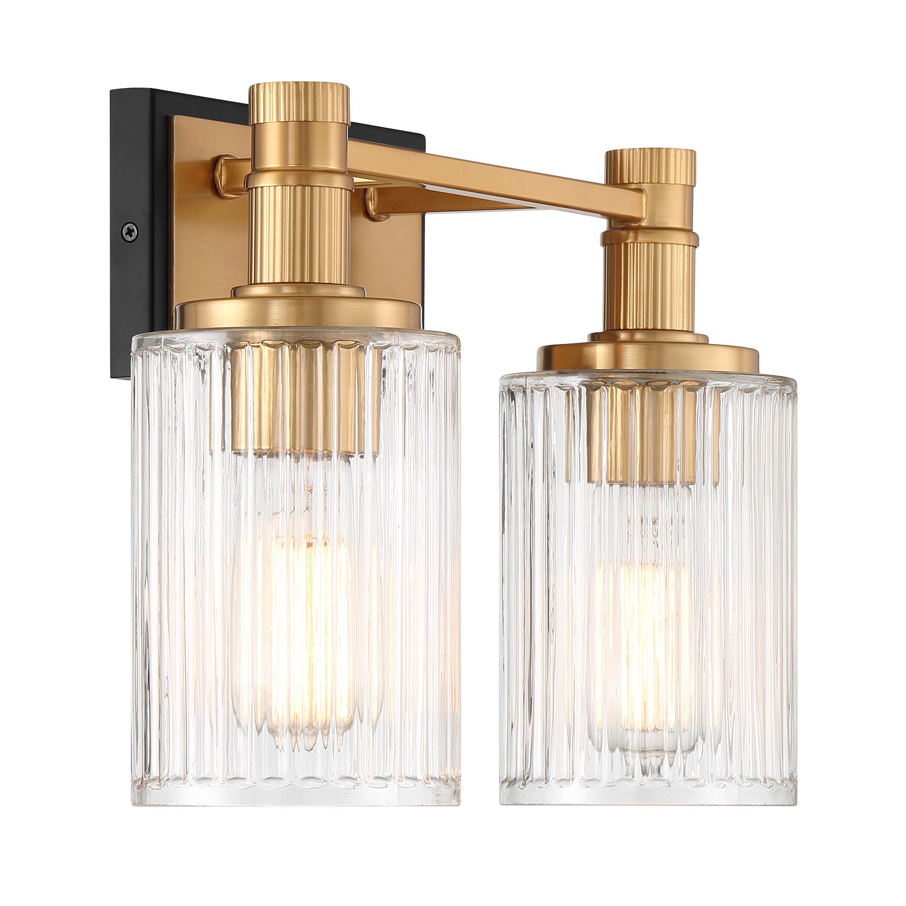 Image 4 Concord 2-Light Bathroom Vanity Light in Matte Black with Warm Brass more views