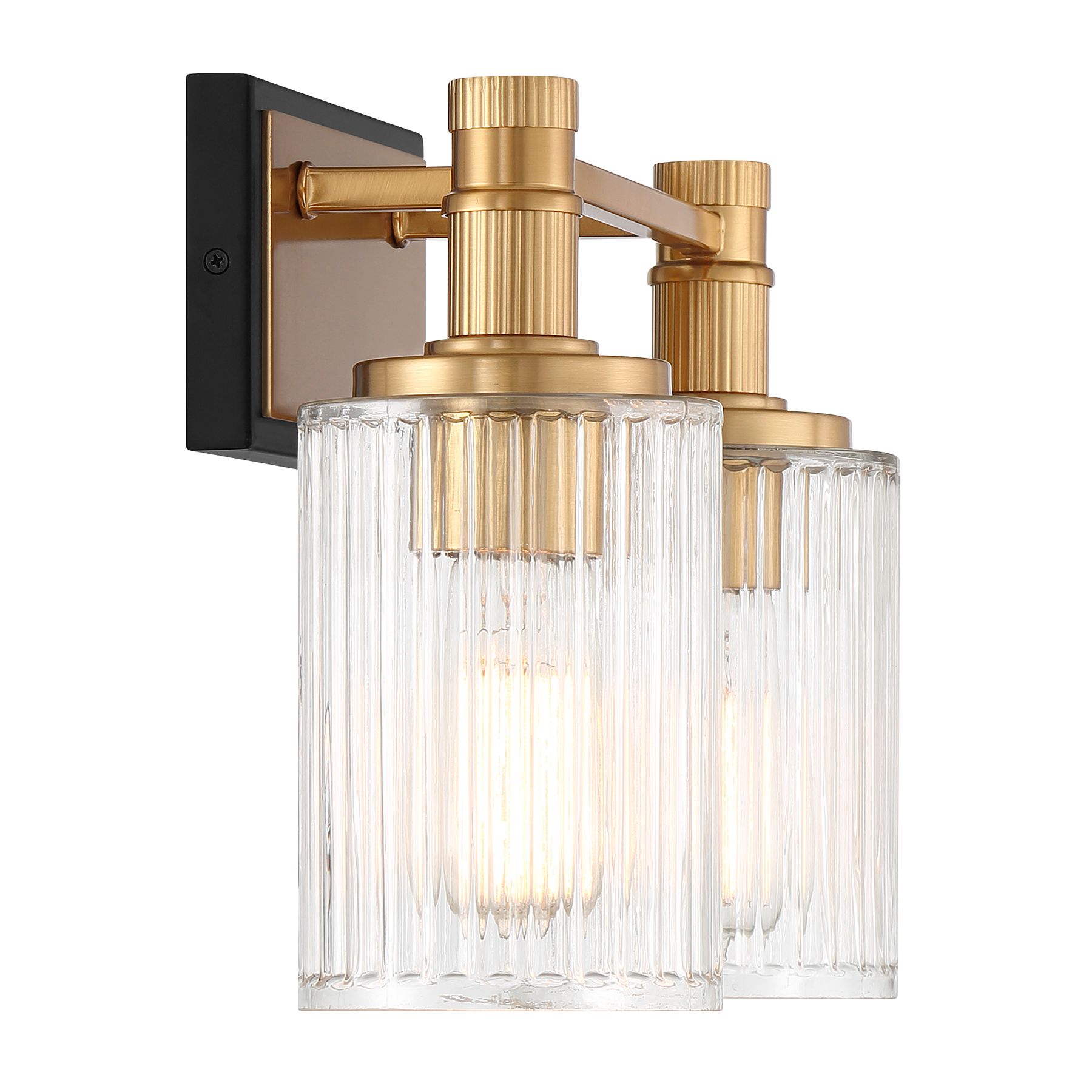 Image 5 Concord 2-Light Bathroom Vanity Light in Matte Black with Warm Brass more views