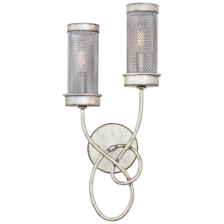 Image 1 Concord 20 1/4 inch High Aged Silver Mesh Wall Sconce
