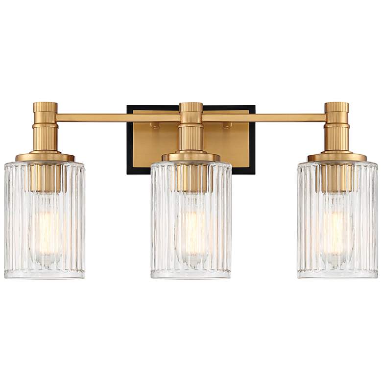 Image 1 Concord 22" Wide Warm Brass and Black 3-Light Bath Light