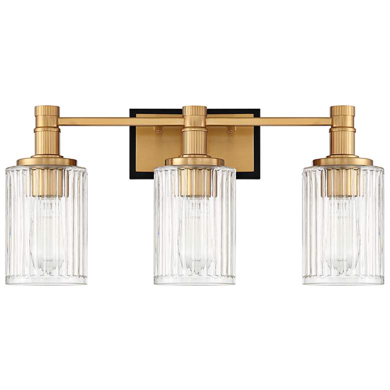Image 3 Concord 22" Wide Warm Brass and Black 3-Light Bath Light more views