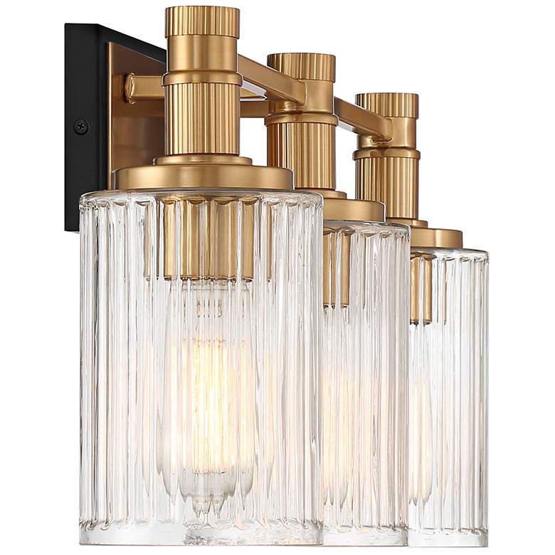 Image 4 Concord 22" Wide Warm Brass and Black 3-Light Bath Light more views