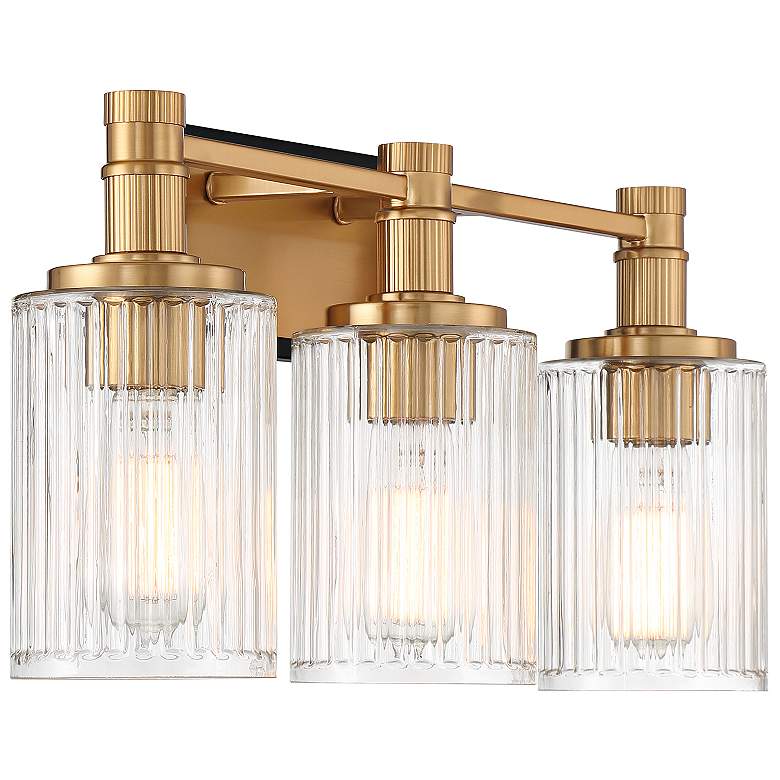 Image 5 Concord 22" Wide Warm Brass and Black 3-Light Bath Light more views