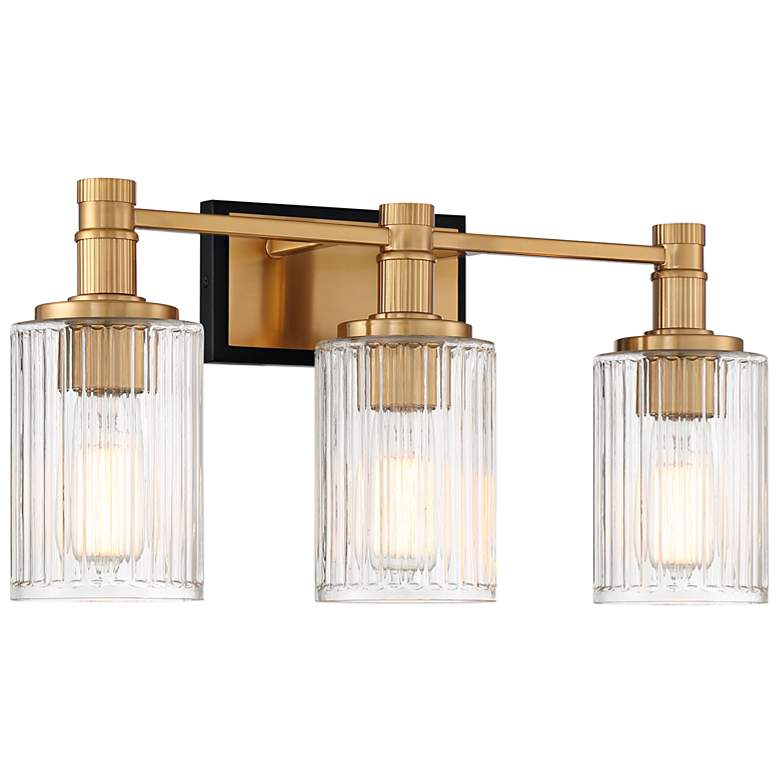 Image 6 Concord 22" Wide Warm Brass and Black 3-Light Bath Light more views
