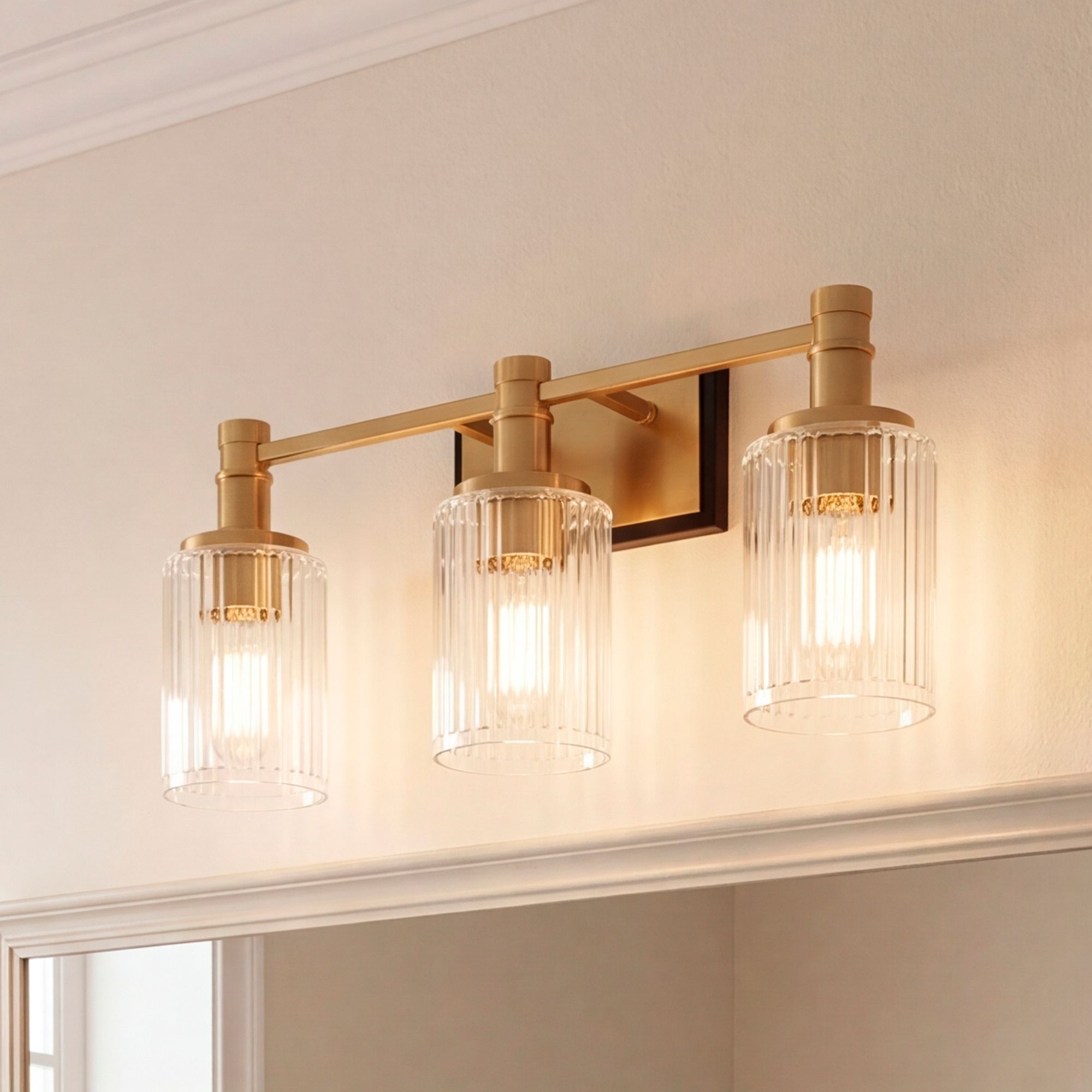 Image 7 Concord 22" Wide Warm Brass and Black 3-Light Bath Light more views
