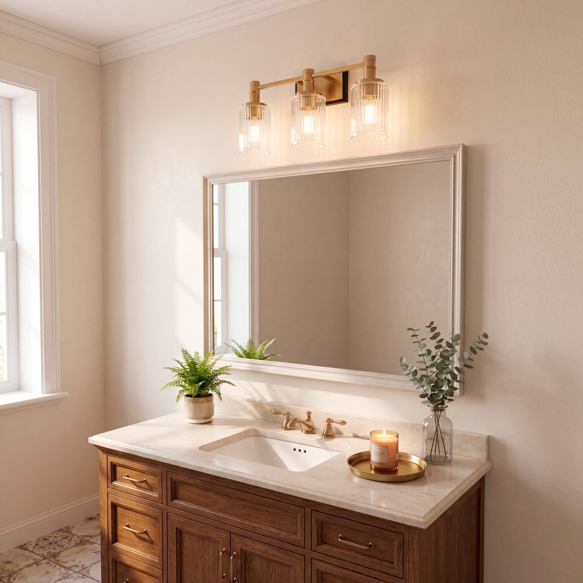 Concord 22" Wide Warm Brass and Black 3-Light Bath Light