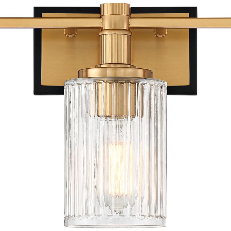 Image 2 Concord 3-Light Bathroom Vanity Light in Matte Black with Warm Brass more views