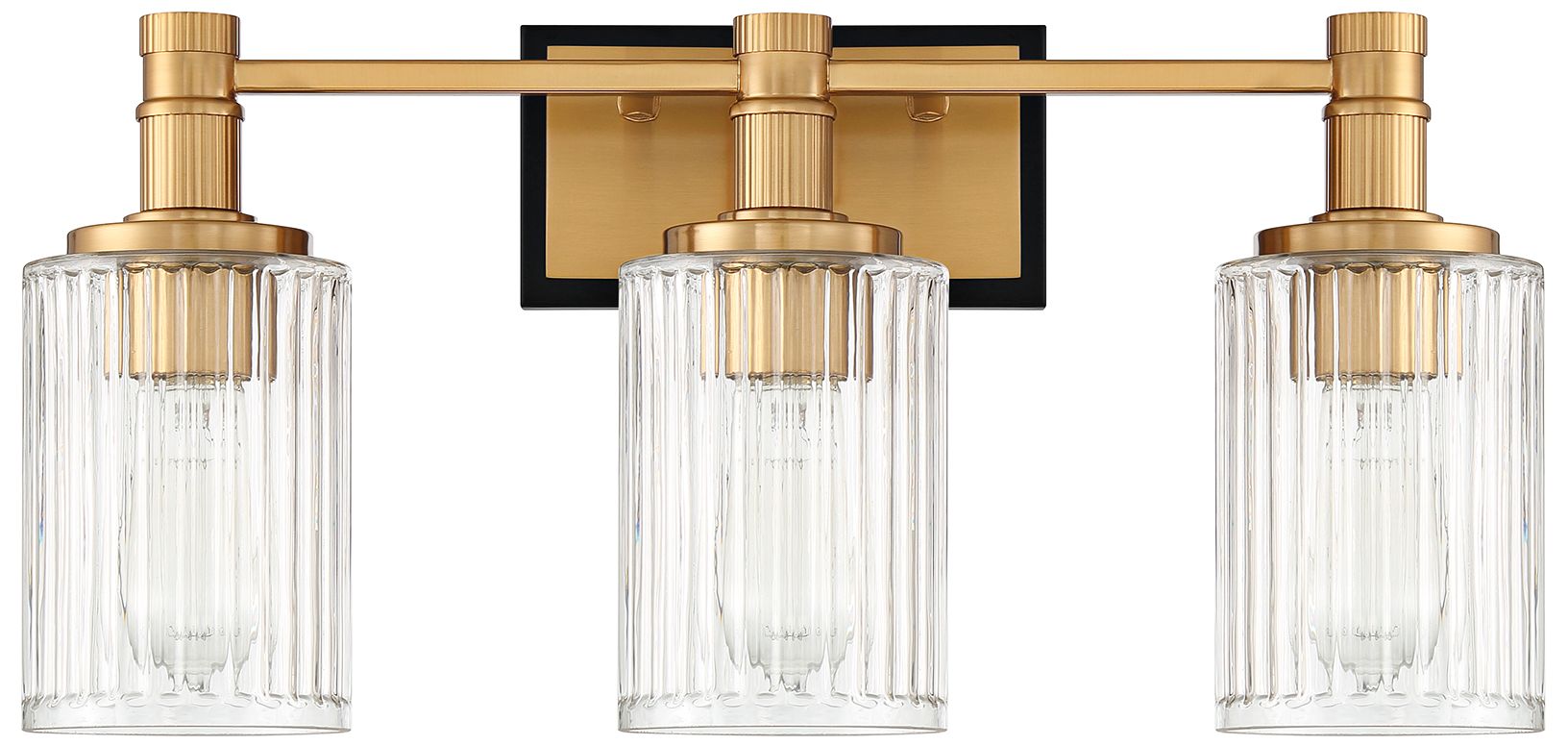 Image 3 Concord 3-Light Bathroom Vanity Light in Matte Black with Warm Brass more views