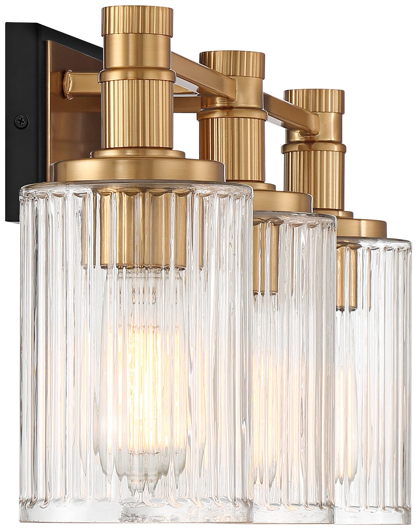 Image 4 Concord 3-Light Bathroom Vanity Light in Matte Black with Warm Brass more views