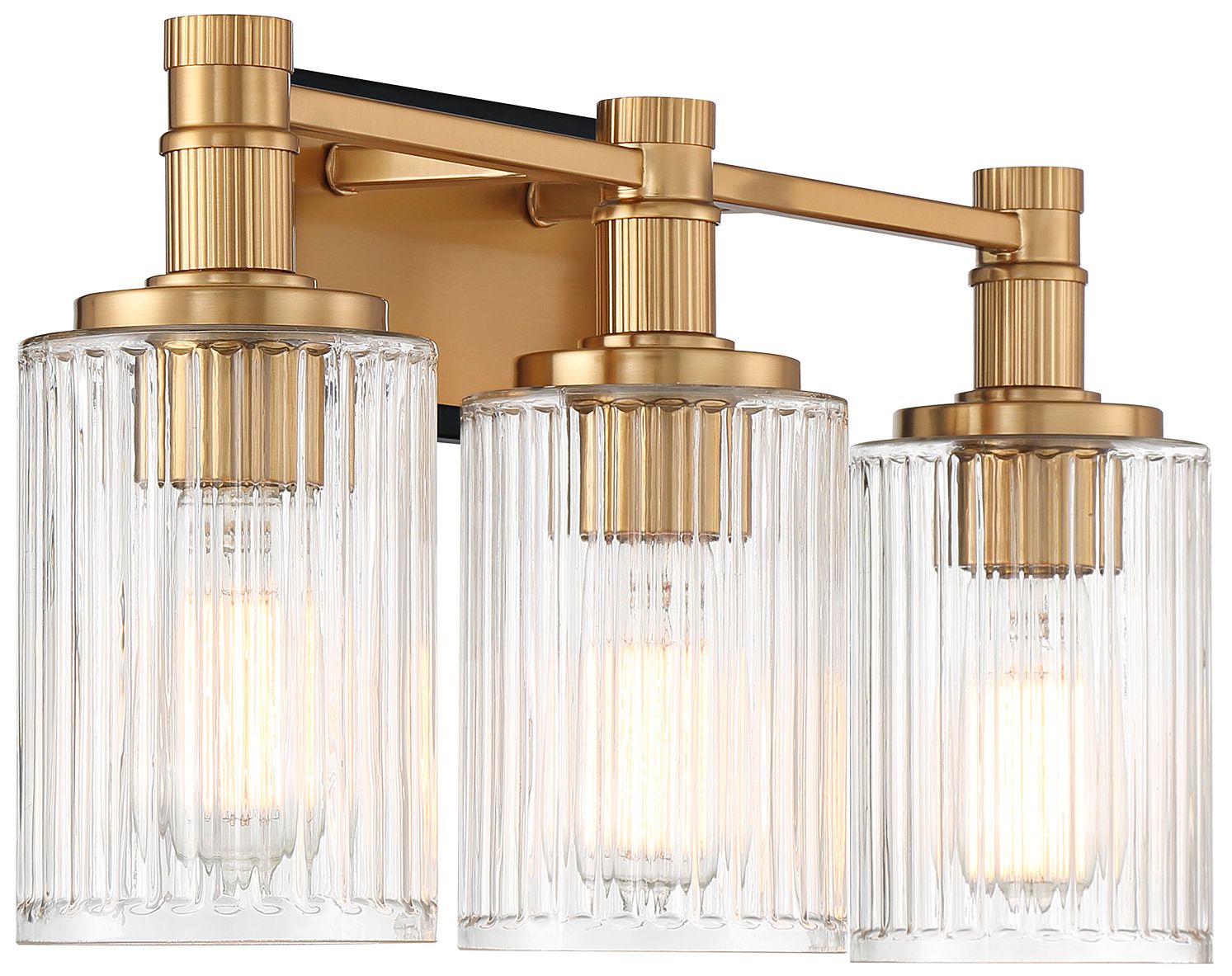 Image 5 Concord 3-Light Bathroom Vanity Light in Matte Black with Warm Brass more views