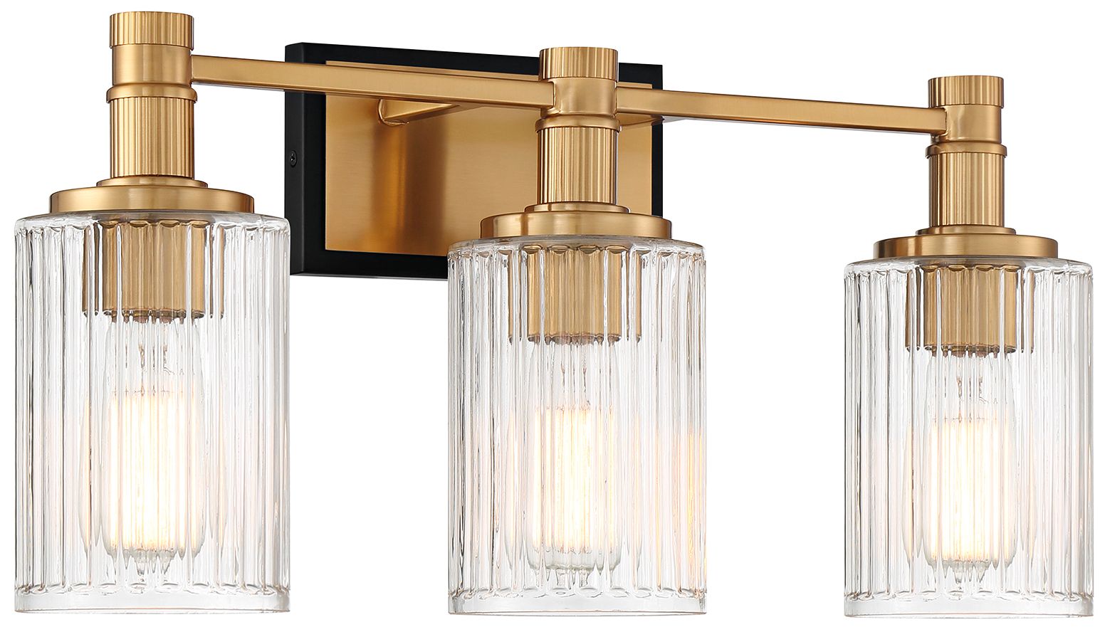 Image 6 Concord 3-Light Bathroom Vanity Light in Matte Black with Warm Brass more views