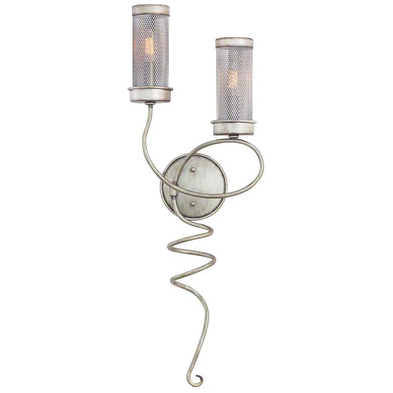 Image 1 Concord 30 1/2" High Aged Silver Mesh Wall Sconce