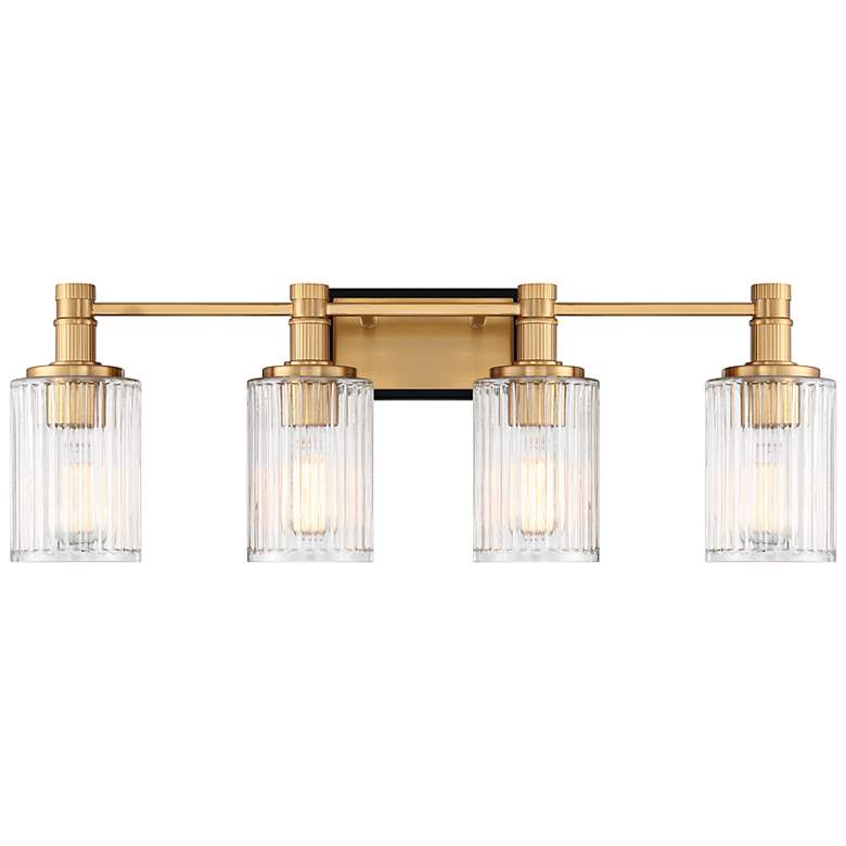 Image 1 Concord 30 3/4"W Matte Black with Brass 4-Light Bath Light