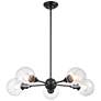 Concord 30" 5-Light Matte Black Stem Hung Chandelier w/ Clear Shade