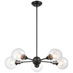 Concord 30" 5-Light Matte Black Stem Hung Chandelier w/ Clear Shade
