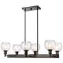 Concord 35" 6-Light Matte Black Stem Hung Chandelier w/ Seedy Shade