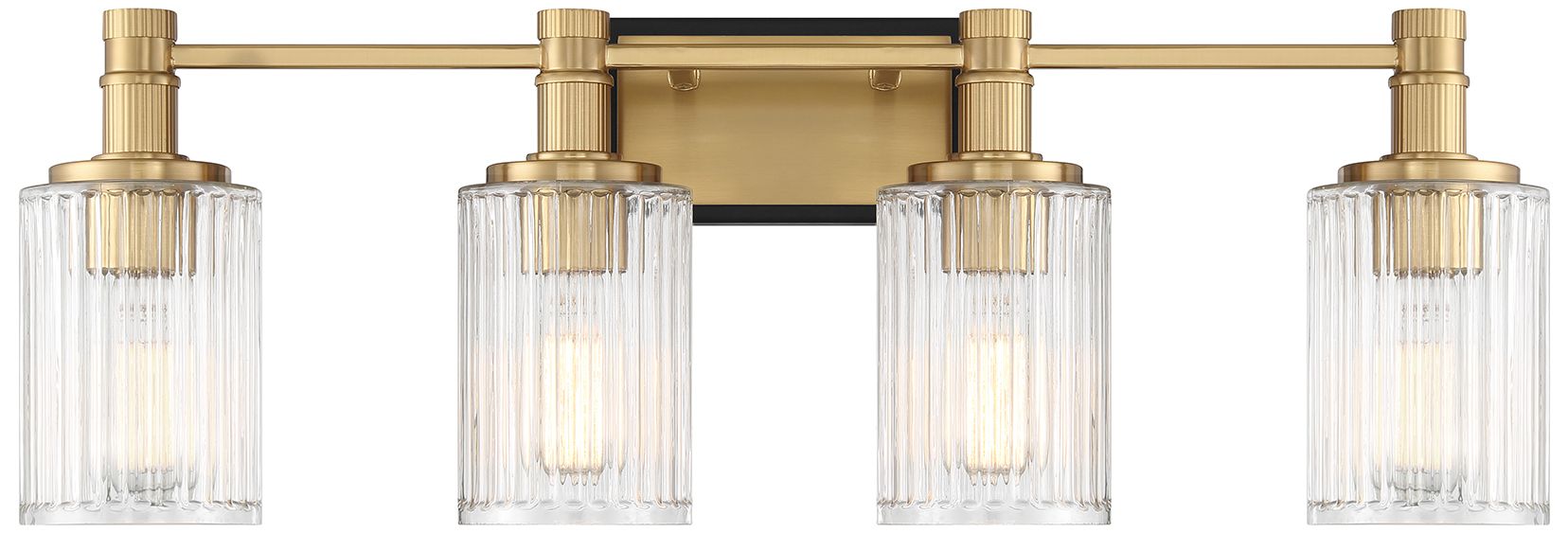 Concord 4-Light Bathroom Vanity Light in Matte Black with Warm Brass
