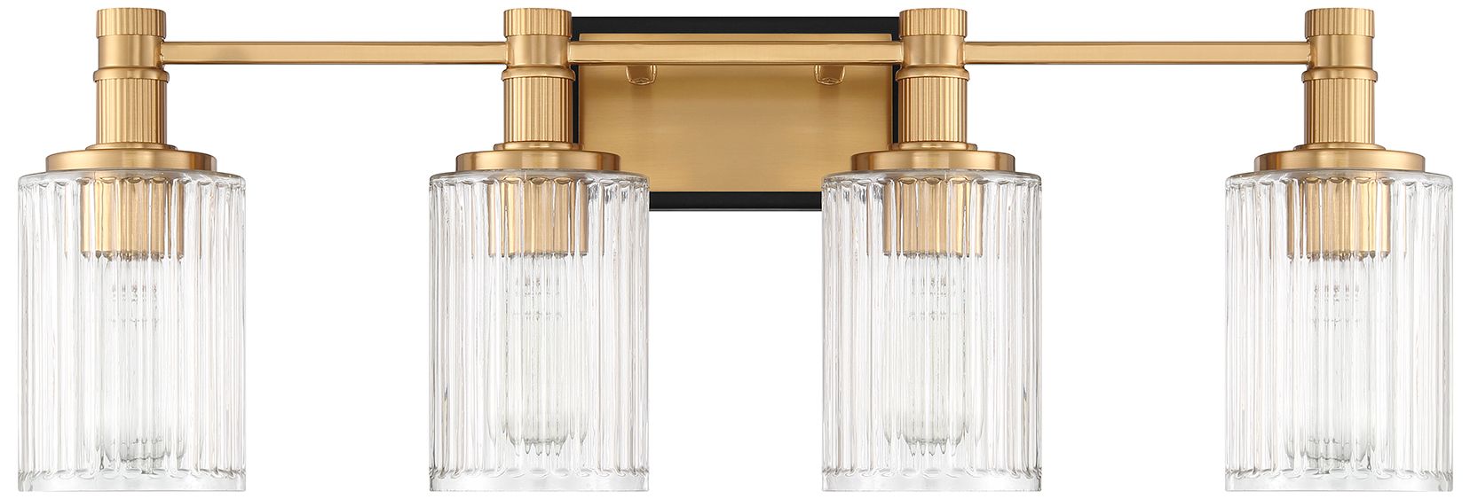 Image 2 Concord 4-Light Bathroom Vanity Light in Matte Black with Warm Brass more views