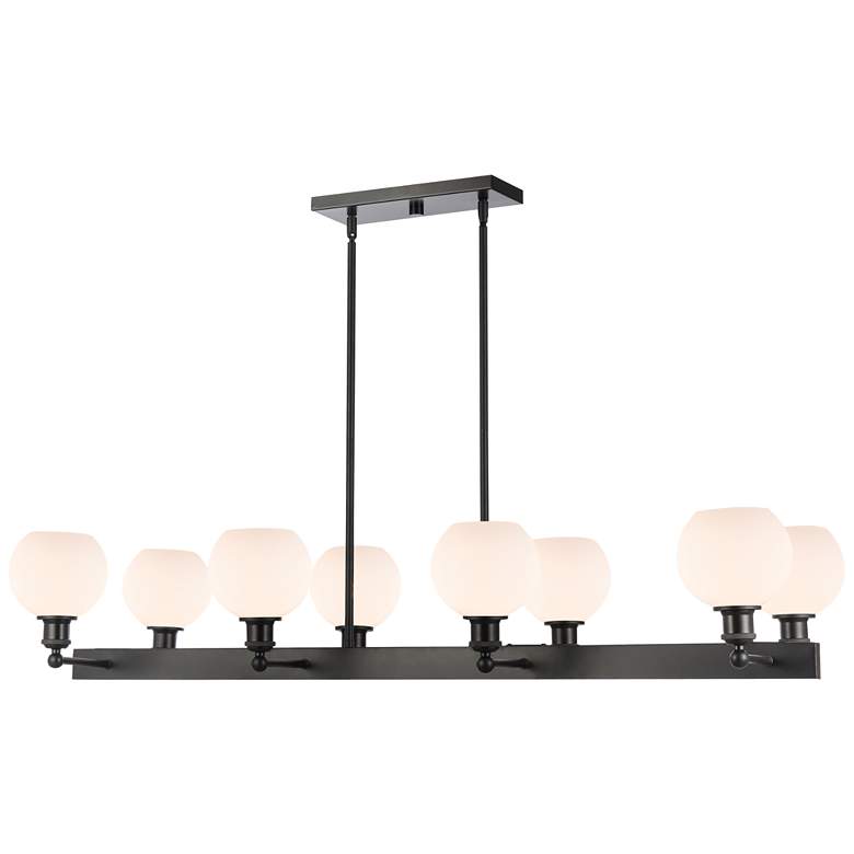 Image 1 Concord 48" 8-Light Matte Black Stem Hung Chandelier w/ Matte White Sh