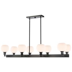 Concord 48" 8-Light Matte Black Stem Hung Chandelier w/ Matte White Sh