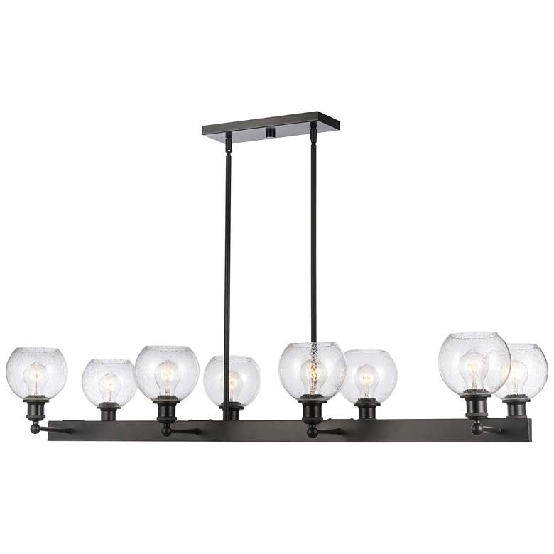 Image 1 Concord 48" 8-Light Matte Black Stem Hung Chandelier w/ Seedy Shade