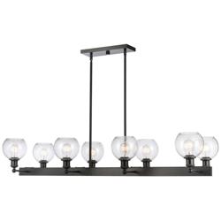Concord 48" 8-Light Matte Black Stem Hung Chandelier w/ Seedy Shade