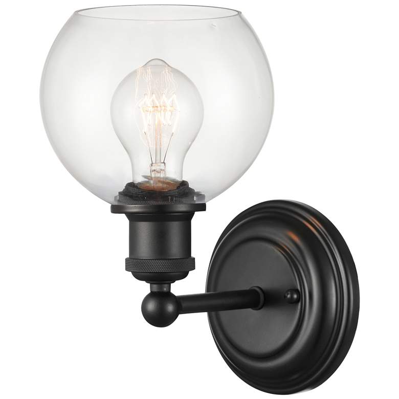 Image 1 Concord 6" Matte Black Sconce w/ Clear Shade