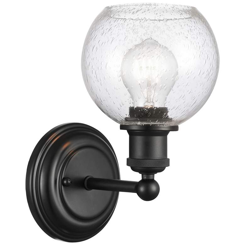 Image 1 Concord 6" Matte Black Sconce w/ Seedy Shade