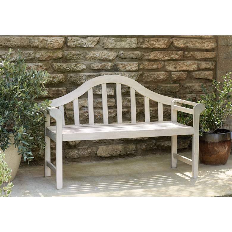 Image 1 Concorde 53 inch Wide Antique White Acacia Wood Outdoor Bench