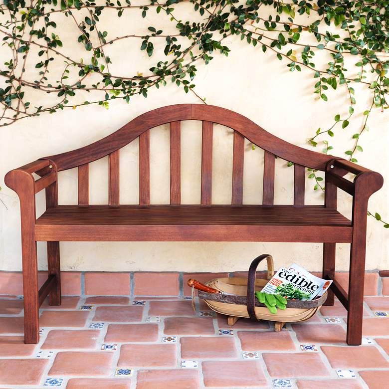 Image 1 Concorde 53" Wide Dark Natural Acacia Wood Outdoor Bench