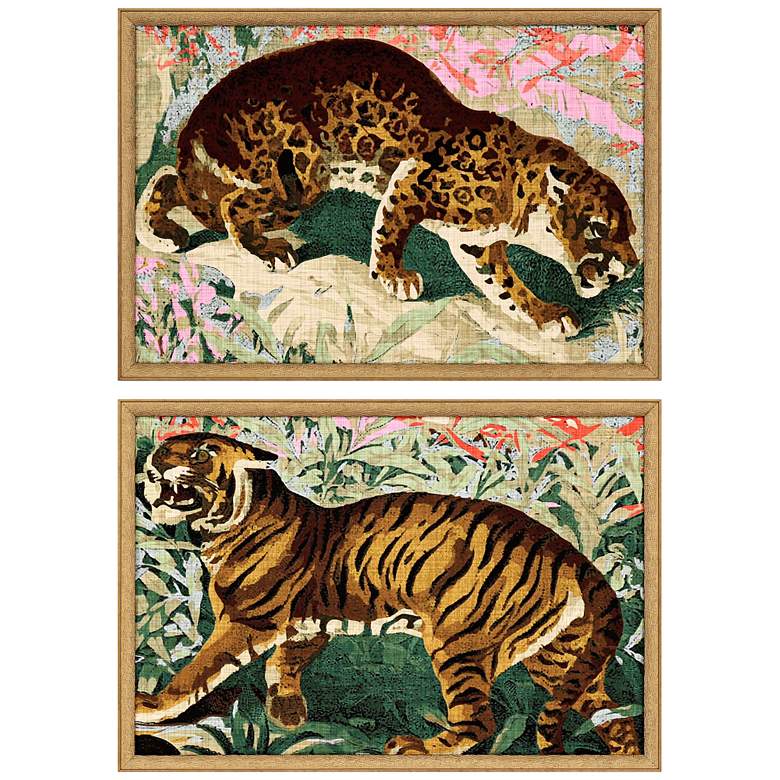 Image 1 Concrete Jungle Cats 25"W 2-Piece Framed Giclee Wall Art Set