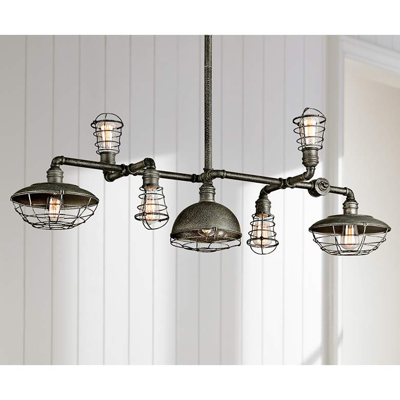 Image 1 Conduit 46 1/2" Wide Old Silver Kitchen Island Light Pendant